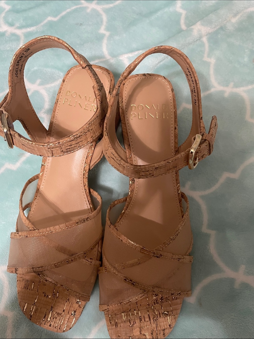 Donald J. Pliner Tan Cork-Strap Heeled Sandals